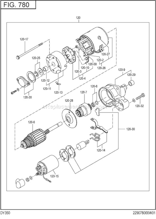 Page K Diagram and Parts List for DY350DS3210  Subaru Engine