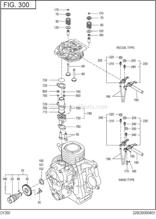 Page D Diagram and Parts List for DY350DS3210  Subaru Engine