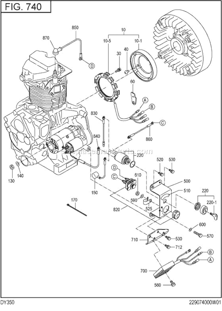 Page M Diagram and Parts List for DY350DS1380  Subaru Engine