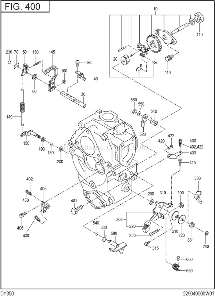 Governor,Operation Diagram and Parts List for DY350BB0010  Subaru Engine