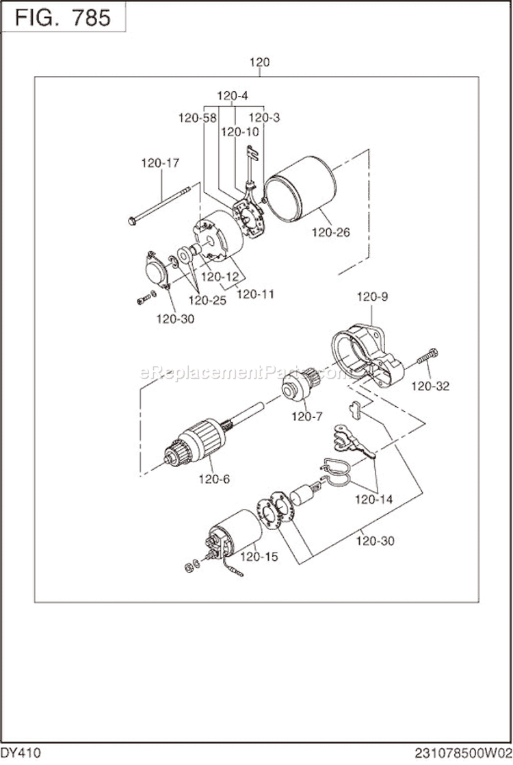 Page N Diagram and Parts List for DY410D83250  Subaru Engine