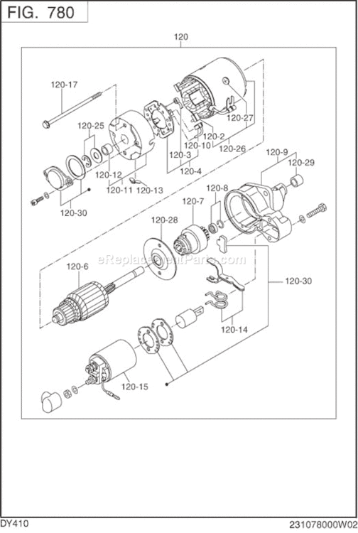 Page O Diagram and Parts List for DY410DS1200  Subaru Engine