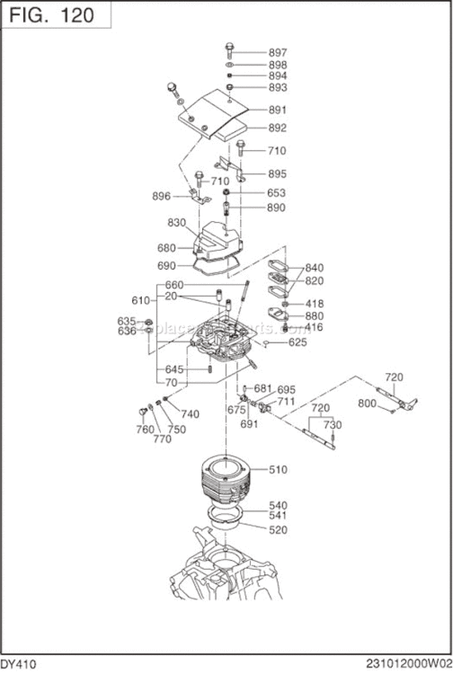 Page B Diagram and Parts List for DY410DS1200  Subaru Engine