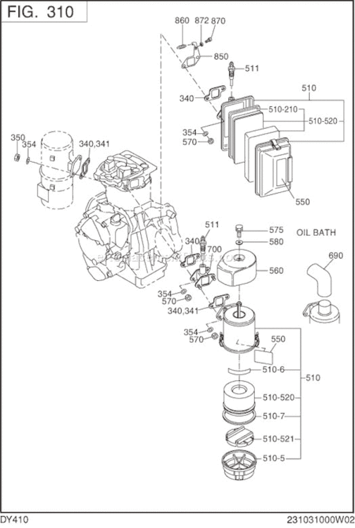 Page F Diagram and Parts List for DY410DS1200  Subaru Engine