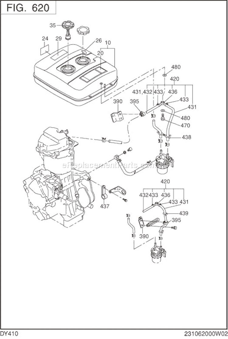 Page M Diagram and Parts List for DY410D8167S  Subaru Engine