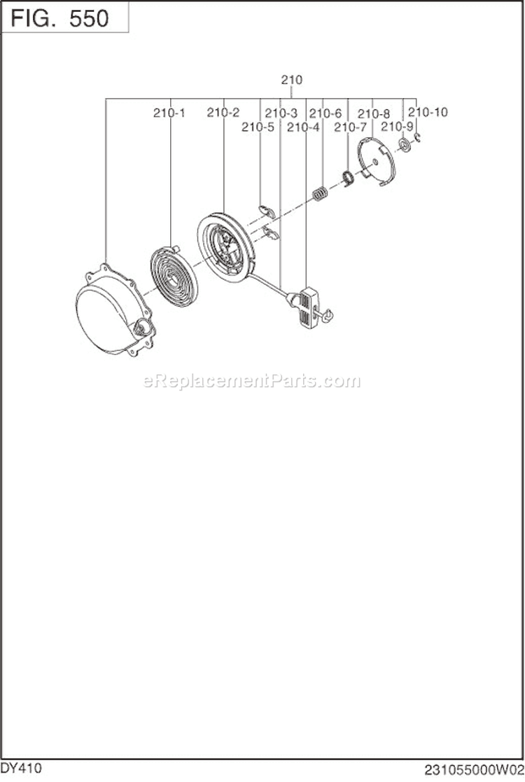 Page J Diagram and Parts List for DY410D12260  Subaru Engine