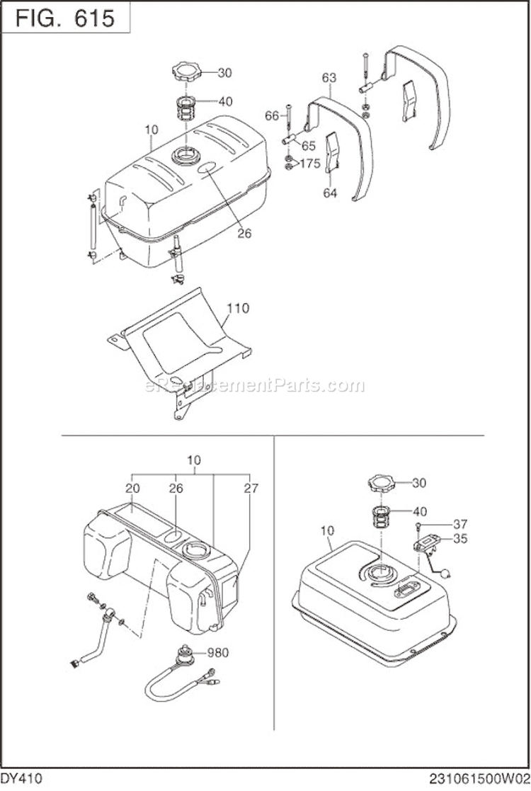 Page J Diagram and Parts List for DY410DD0070  Subaru Engine