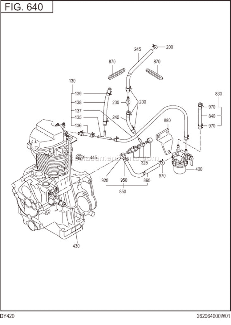 Page J Diagram and Parts List for DY420DS1020  Subaru Engine