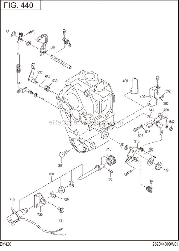 Page G Diagram and Parts List for DY420DS1020  Subaru Engine
