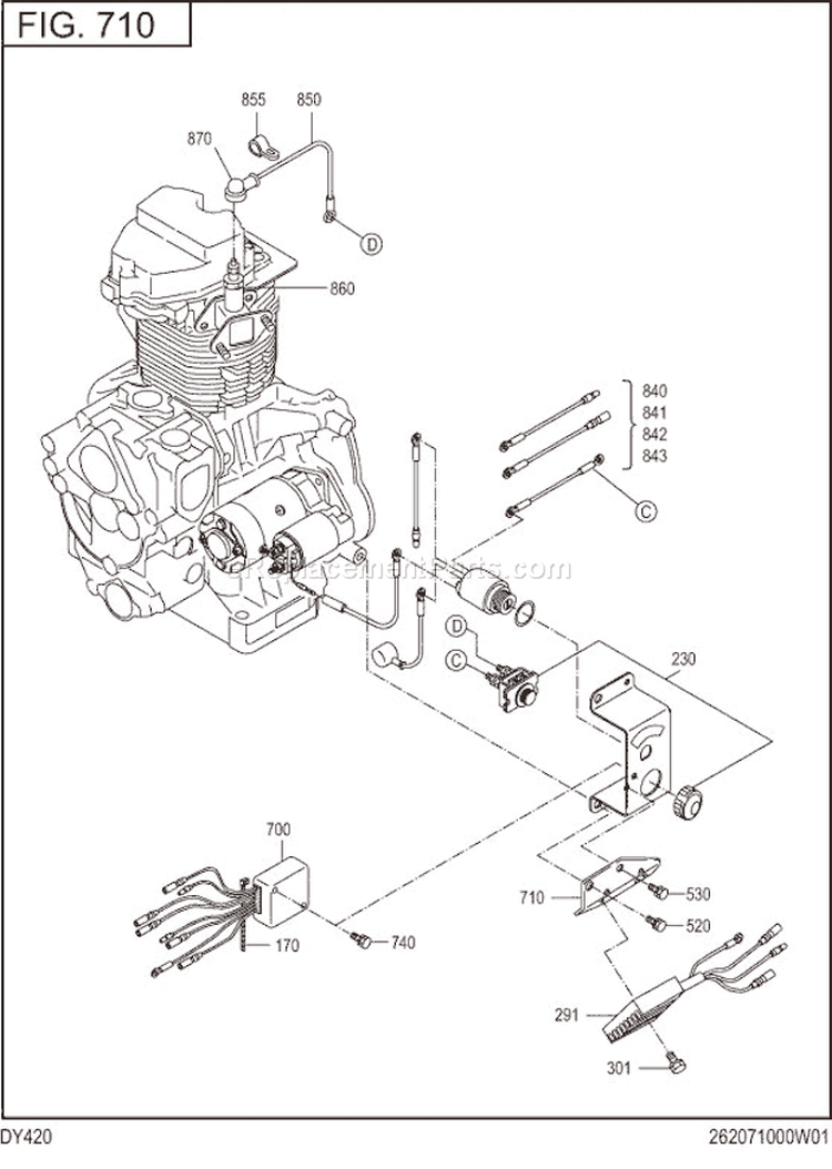 Page M Diagram and Parts List for DY420DS7080  Subaru Engine