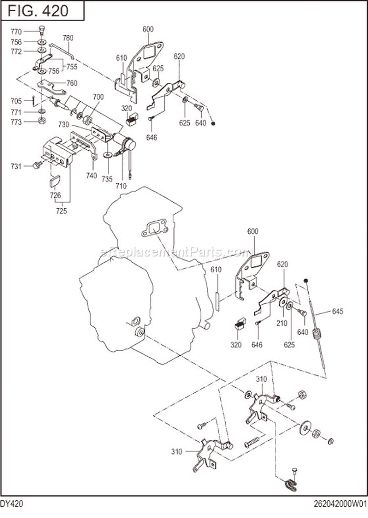 Page H Diagram and Parts List for DY420DS7080  Subaru Engine