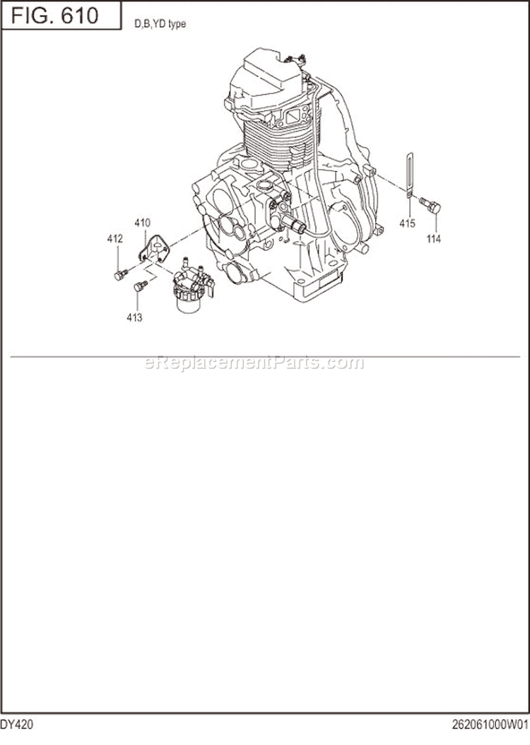 Page J Diagram and Parts List for DY420BB0000  Subaru Engine