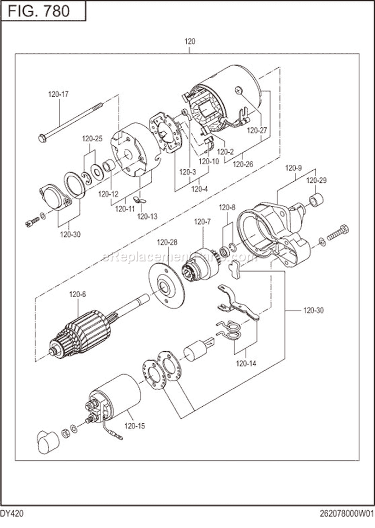 Page N Diagram and Parts List for DY420DS7080  Subaru Engine