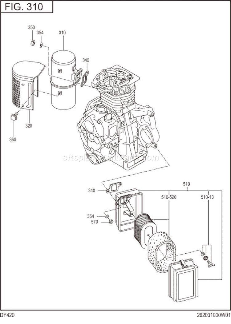 Page E Diagram and Parts List for DY420BB0000  Subaru Engine