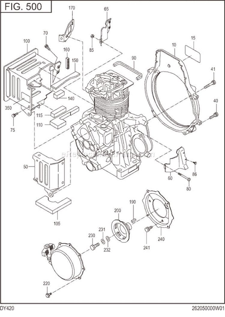 Cooling,Starting Diagram and Parts List for DY420BB0000  Subaru Engine