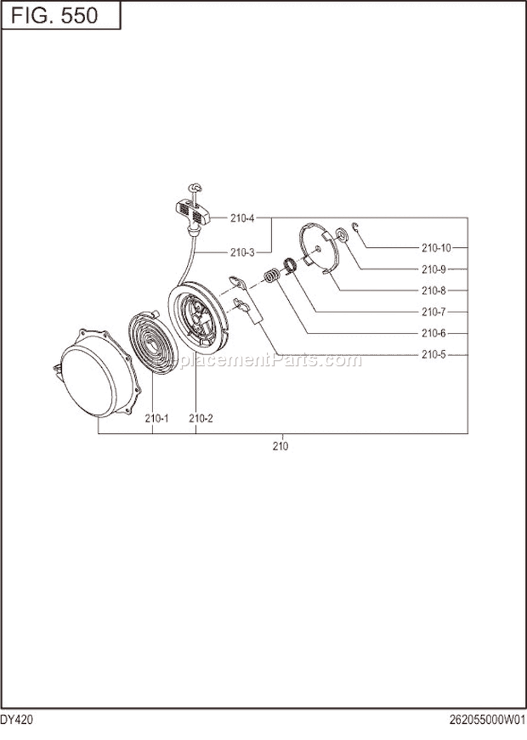 Page H Diagram and Parts List for DY420BB0000  Subaru Engine