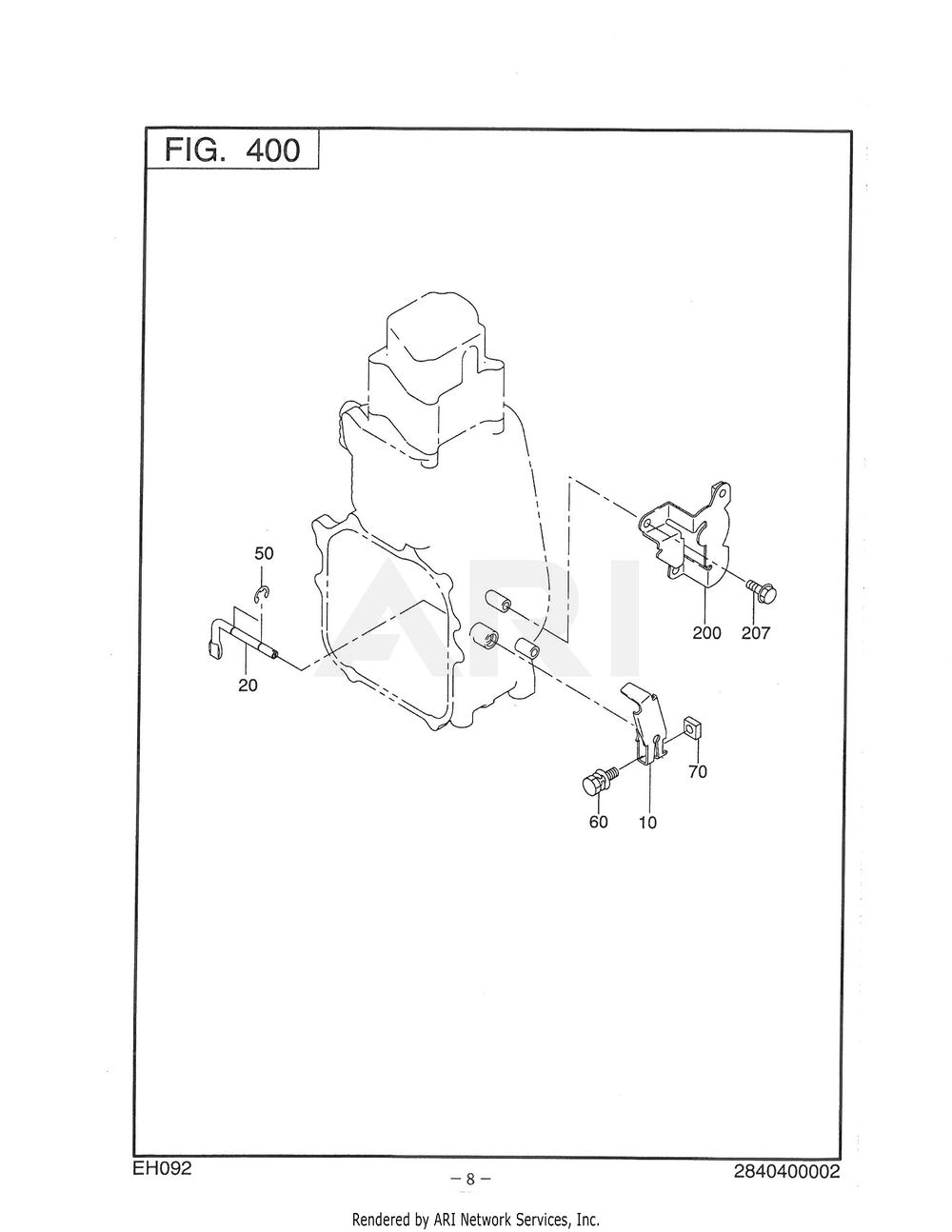 400 Governor Diagram and Parts List for RAS17017010  Subaru Generator