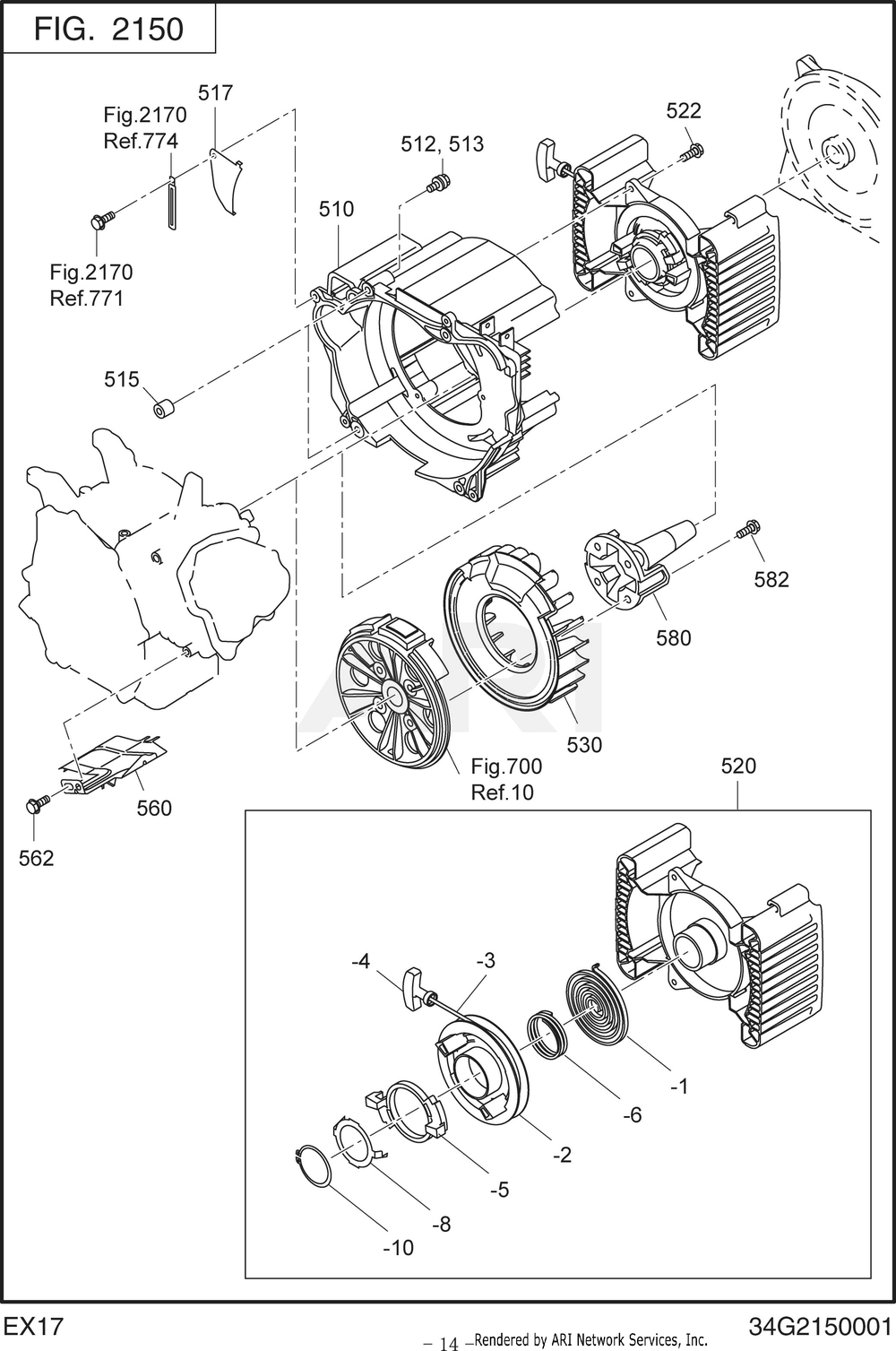 2150 Engine Diagram and Parts List for RAS28017010  Subaru Generator