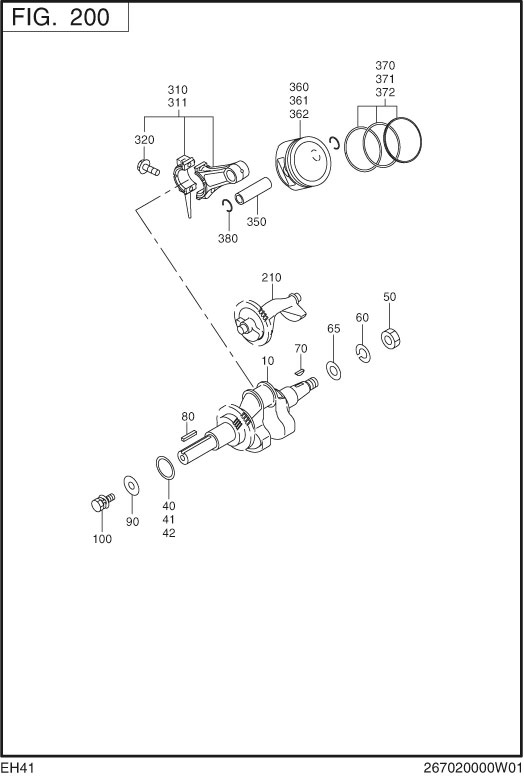 Crankshaft,piston Diagram and Parts List for EH410D65543 EH410 Subaru Engine
