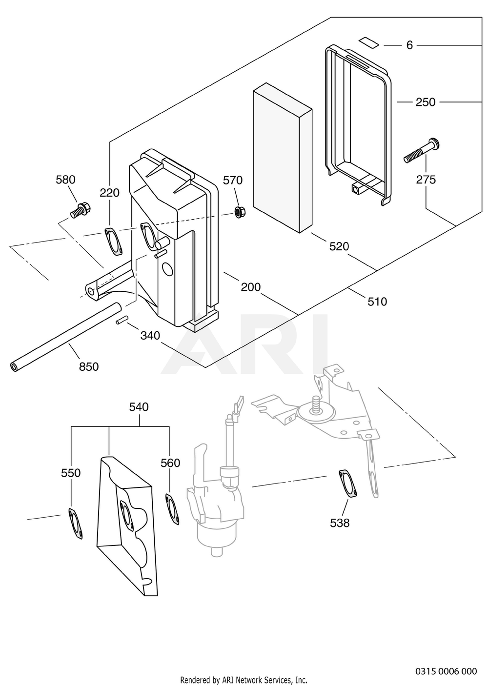 315 Intake Diagram and Parts List for EX400DS5510  Subaru Engine