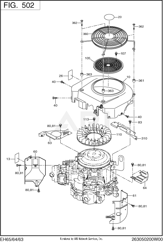 500 Cooling And Starting Diagram and Parts List for EH650VC0130  Subaru Engine
