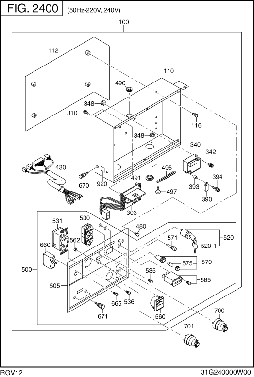Control Box Diagram and Parts List for RGV12K36032 RGV12100 Subaru Generator