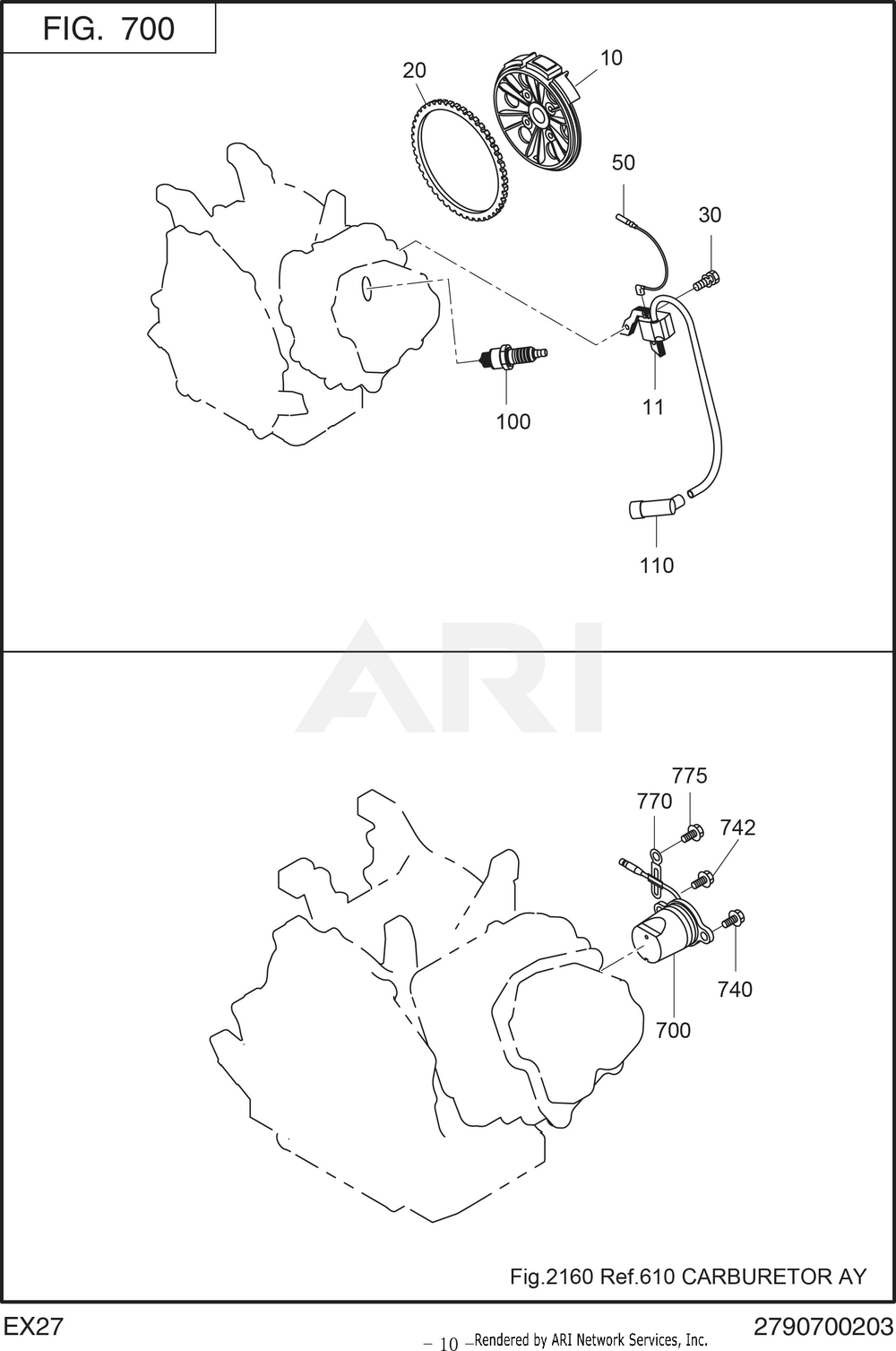700 Electric Device Diagram and Parts List for RAS43023510  Subaru Generator