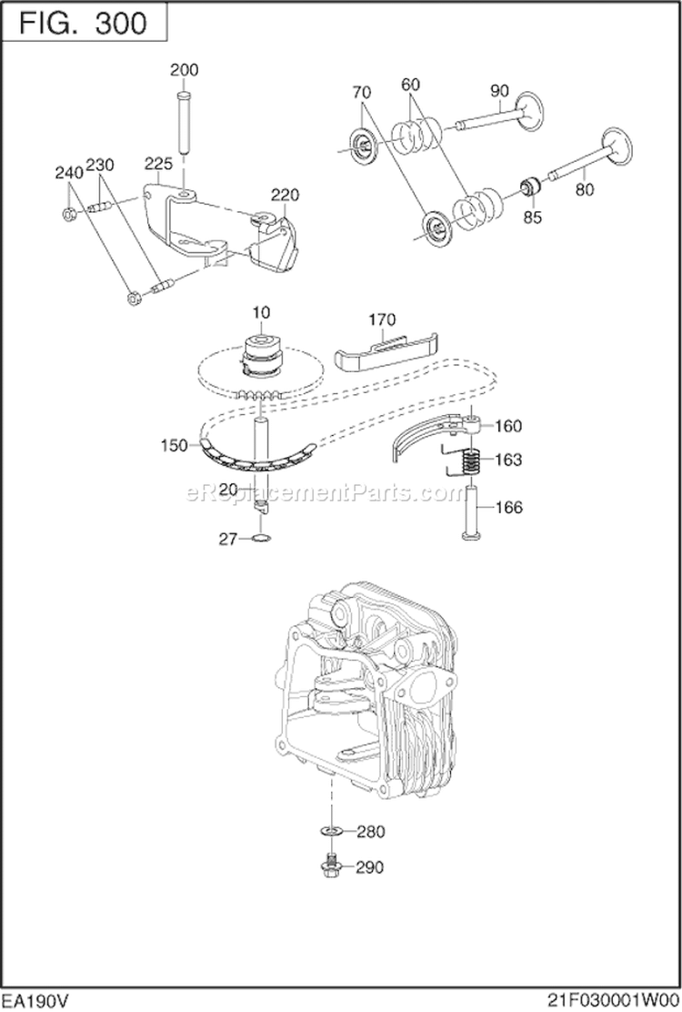 Intake,Exhaust Diagram and Parts List for EA190V50030  Subaru Engine