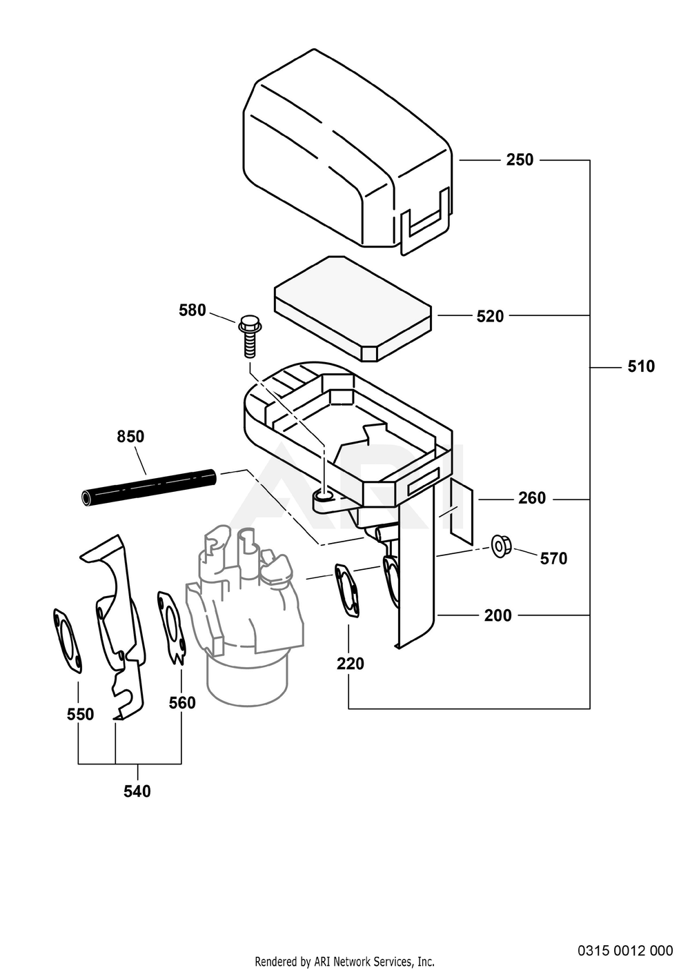 315 Air Cleaner Diagram and Parts List for EX170D10065  Subaru Engine