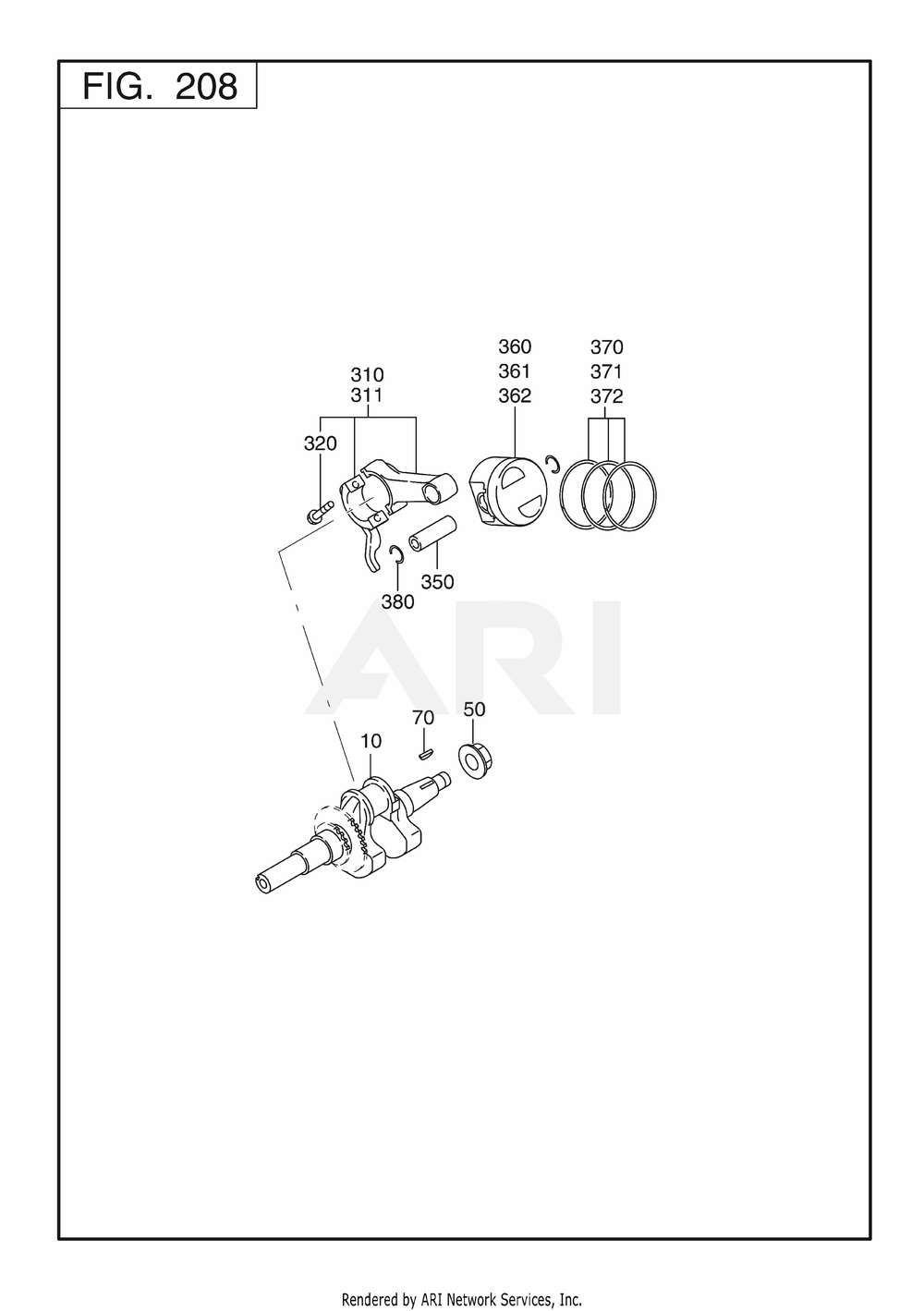 200 Crankshaft Diagram and Parts List for 170DT1111  Subaru Engine