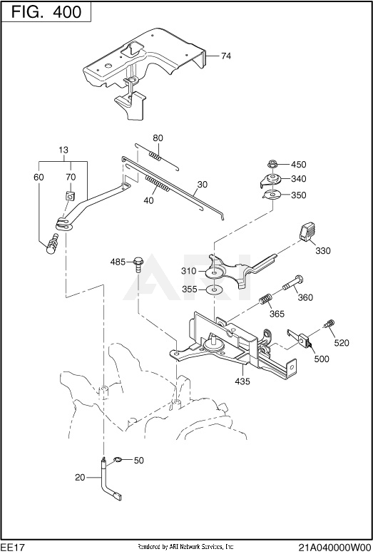 400 Governor Diagram and Parts List for EE170DST010  Subaru Engine