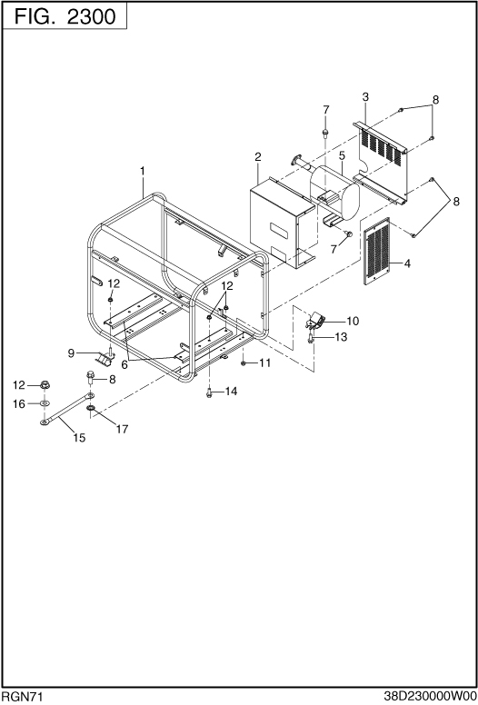 Pipe Frame Diagram and Parts List for RGN71026500 RGN7100E Subaru Generator