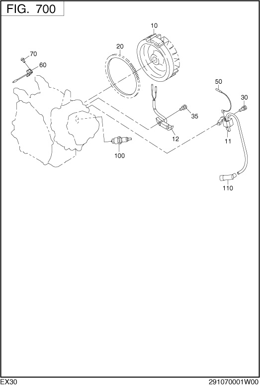 Electric Device Diagram and Parts List for EX300DS2070 EX300 Subaru Engine