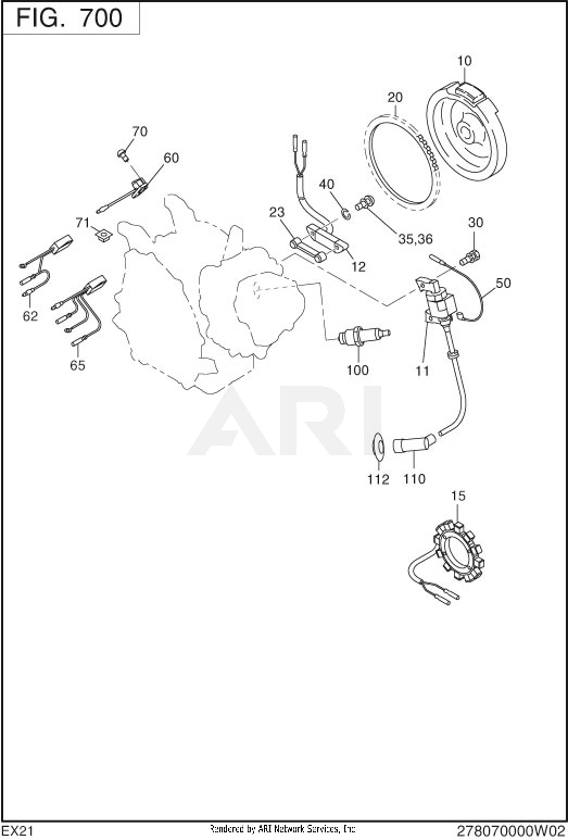 700 Electric Device Diagram and Parts List for EX210D50036  Subaru Engine