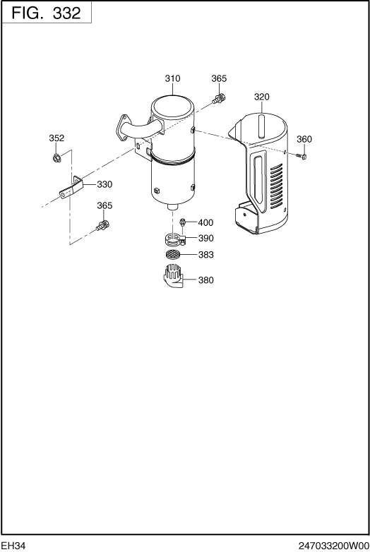 Intake Exhaust Diagram and Parts List for EH340DS7430 EH340 Subaru Engine
