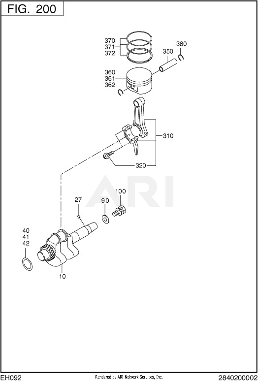 200 Crankshaft Diagram and Parts List for RAS17017010  Subaru Generator