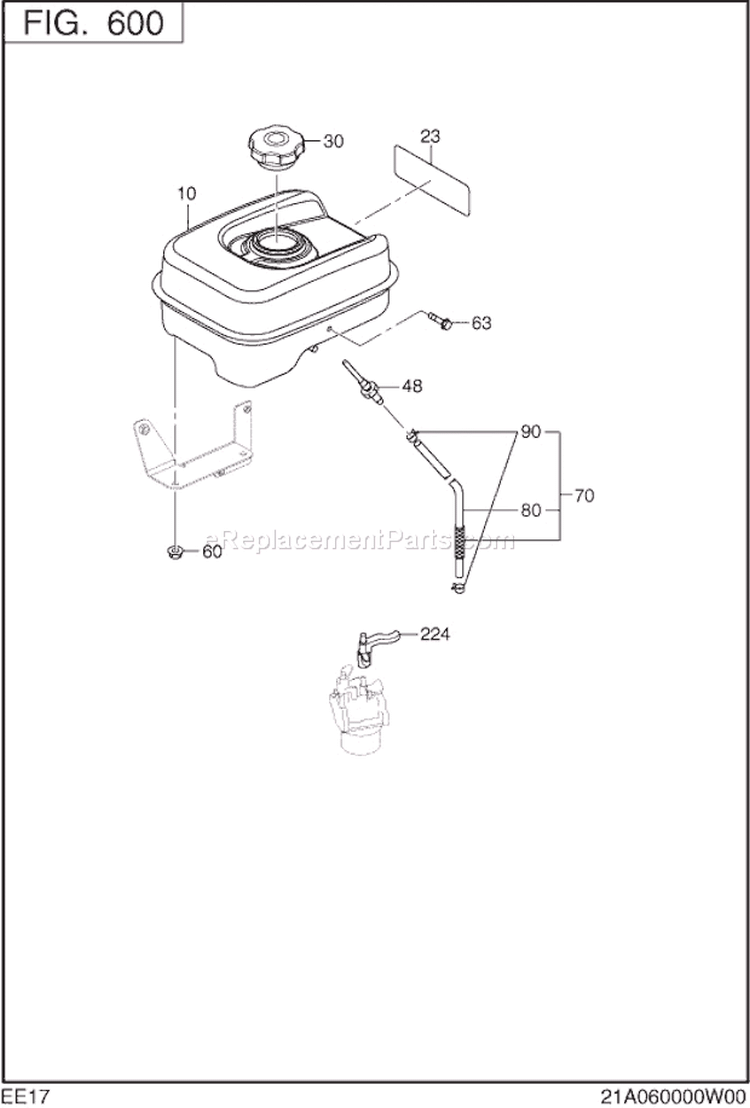 Fuel Lubricant Diagram and Parts List for EE170DST011  Subaru Engine