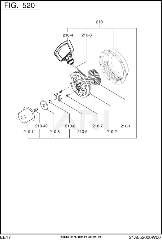 520 Cooling And Starting Diagram and Parts List for EE170DST010  Subaru Engine