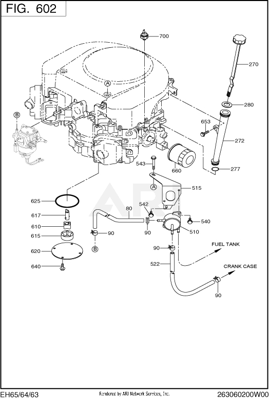 600 Fuel And Lubricant Diagram and Parts List for EH650VC0130  Subaru Engine