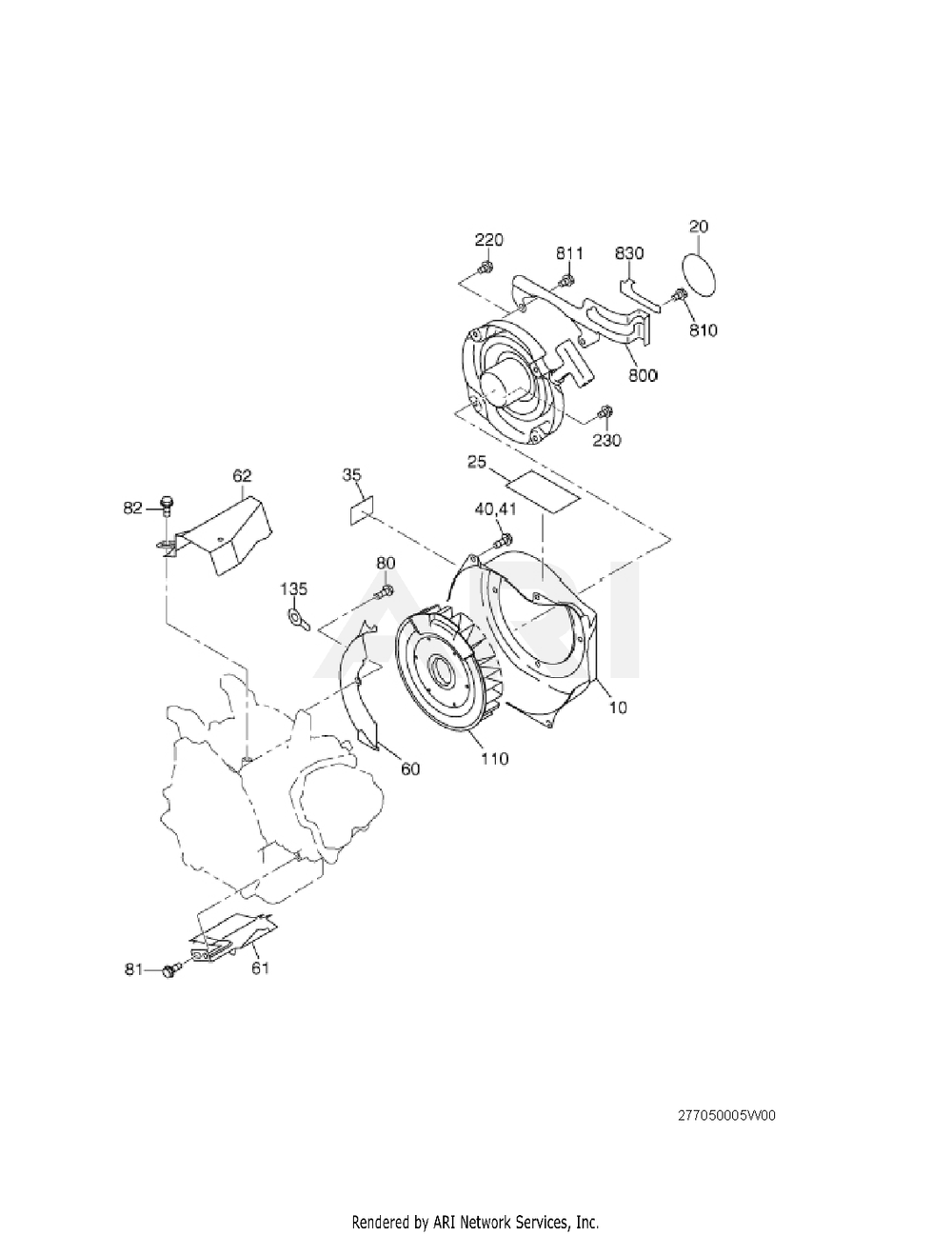 500 Cooling And Starting Diagram and Parts List for EX170DM2471  Subaru Engine