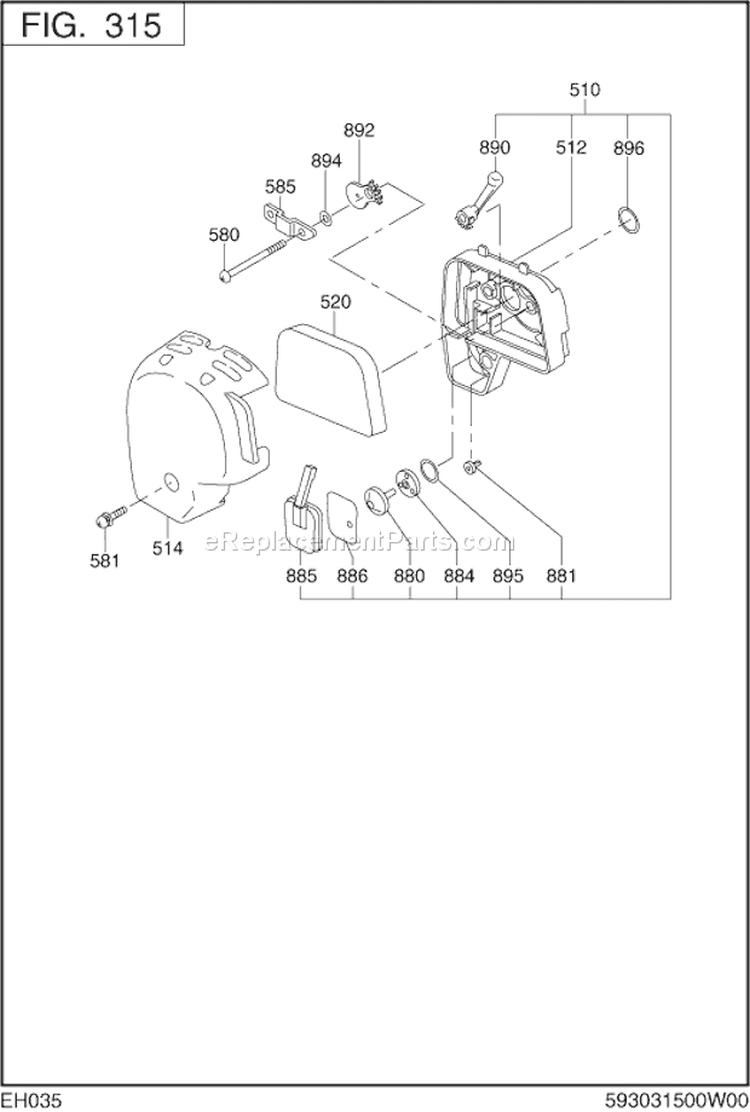Page D Diagram and Parts List for EH035AX0203  Subaru Engine