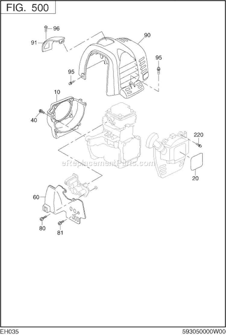 Cooling,Starting Diagram and Parts List for EH035AX0203  Subaru Engine