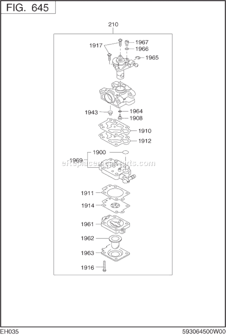 Page H Diagram and Parts List for EH035AX0203  Subaru Engine