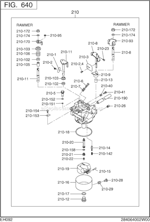 Page J Diagram and Parts List for EH092D42010  Subaru Engine