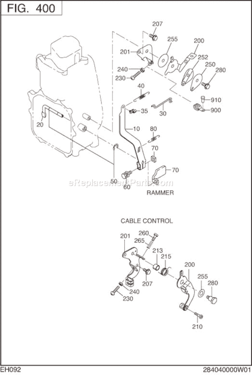 Governor,Operation Diagram and Parts List for EH092D42010  Subaru Engine