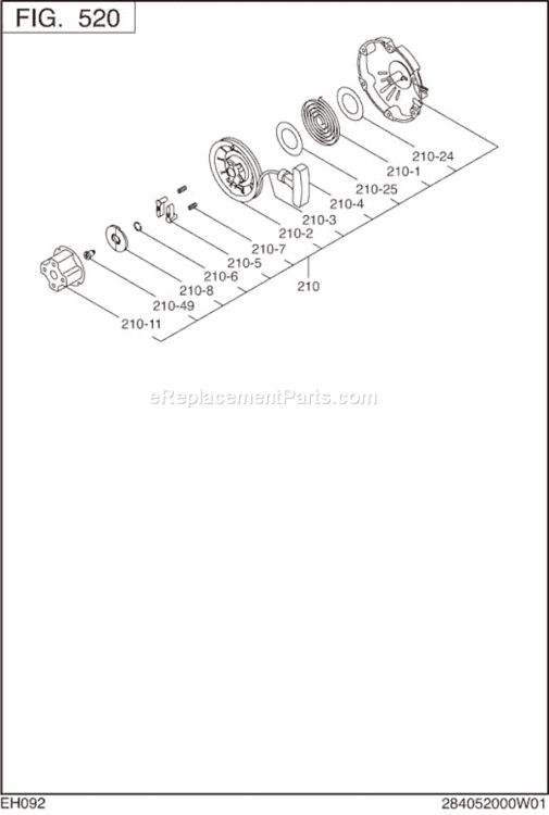 Page G Diagram and Parts List for EH092D42010  Subaru Engine