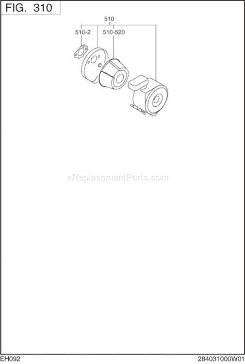 Page D Diagram and Parts List for EH092F40040  Subaru Engine