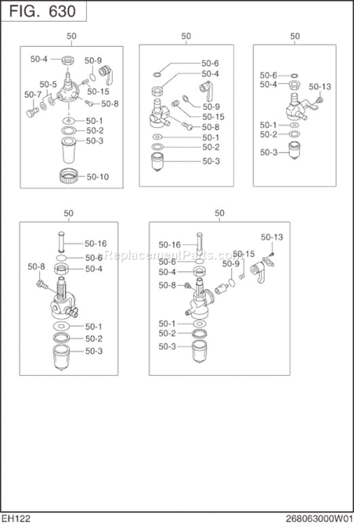 Page J Diagram and Parts List for EH122B02030  Subaru Engine