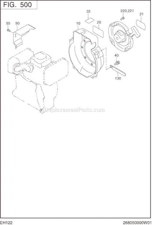 Cooling,Starting Diagram and Parts List for EH122B02030  Subaru Engine