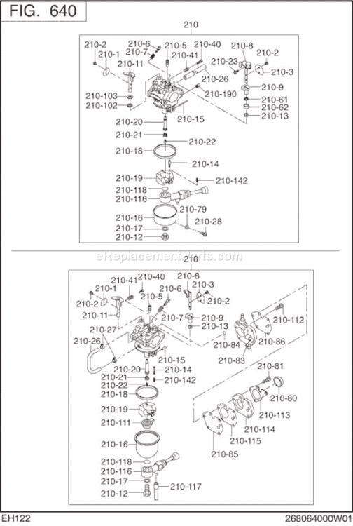 Page J Diagram and Parts List for EH122D46051  Subaru Engine